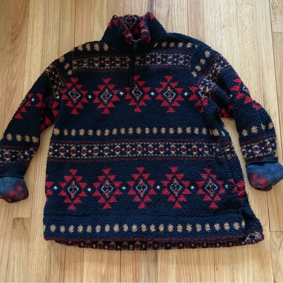 NWOT Sonoma Nordic Sherpa multi color Half Zip Popover size XL - Picture 6 of 12